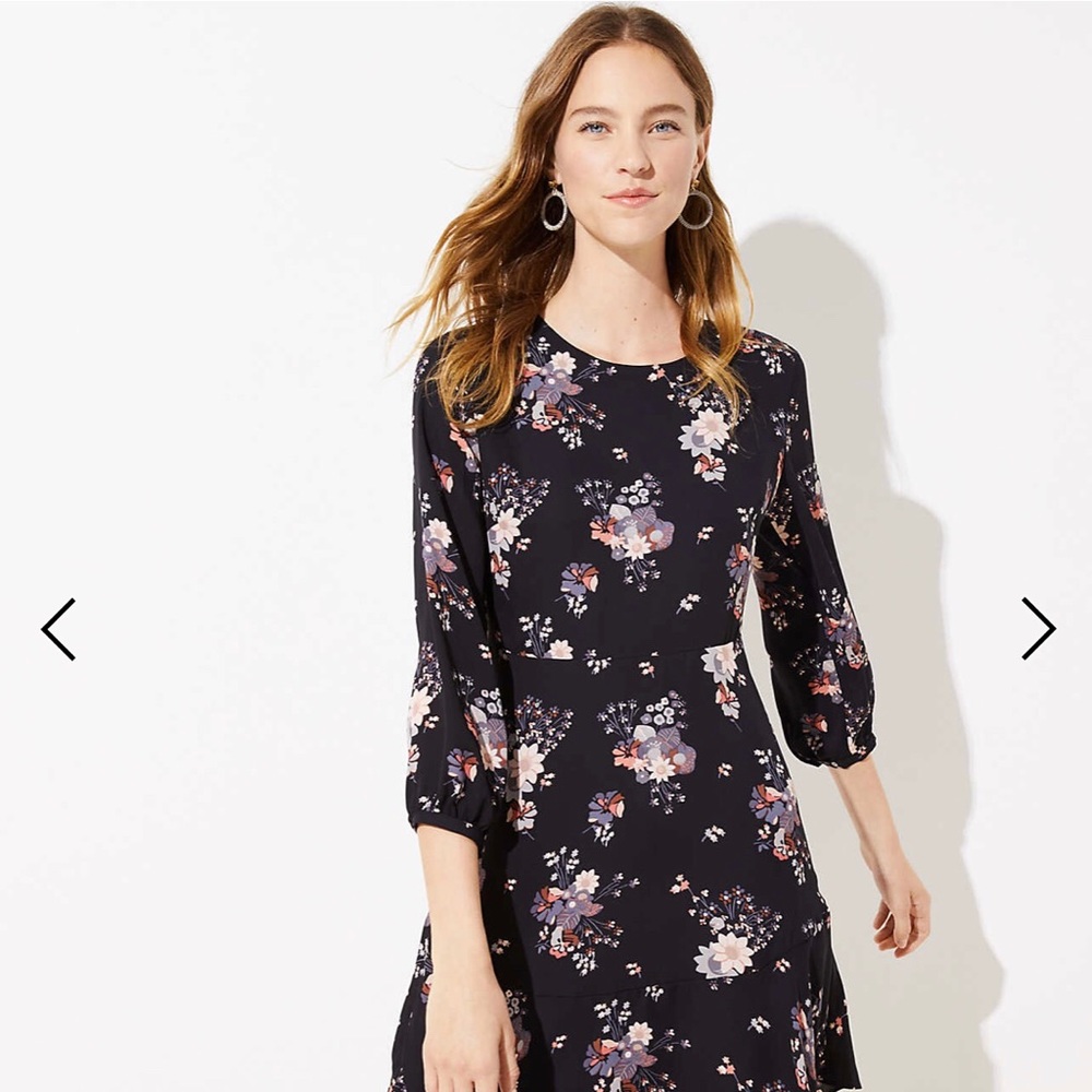 Loft Wildflower Flounce Dress